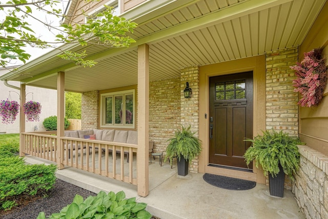 12179 Woodrow Ln, Pickerington, OH 43147 - entrance to property with a porch, brick siding, and an outdoor hangout area