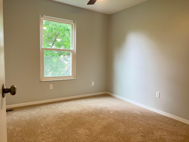 507 Warwick Ln, Pickerington, OH 43147 - empty room with carpet floors, a ceiling fan, baseboards, and a textured ceiling