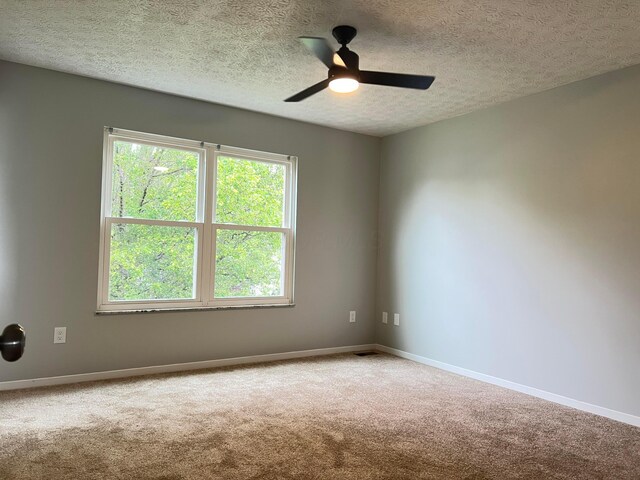 507 Warwick Ln, Pickerington, OH 43147 - spare room featuring carpet floors, a ceiling fan, baseboards, and a textured ceiling