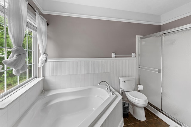 8699 Lazelle Commons Dr, Lewis Center, OH 43035 - full bathroom featuring toilet, a shower stall, plenty of natural light, and a bath
