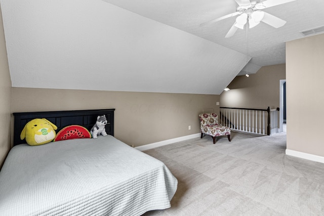 8699 Lazelle Commons Dr, Lewis Center, OH 43035 - bedroom featuring vaulted ceiling, carpet flooring, baseboards, and ceiling fan
