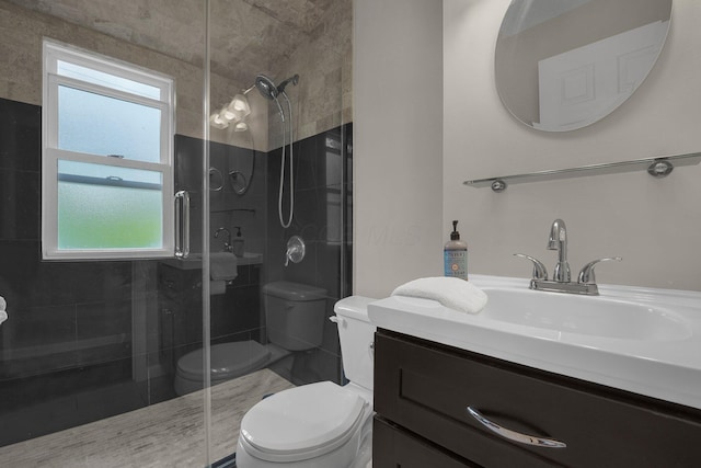 198 Loveman Ave, Worthington, OH 43085 - full bath featuring toilet, a stall shower, vanity, and healthy amount of natural light
