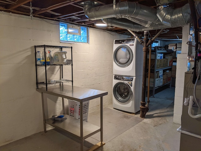 198 Loveman Ave, Worthington, OH 43085 - basement with stacked washer and clothes dryer