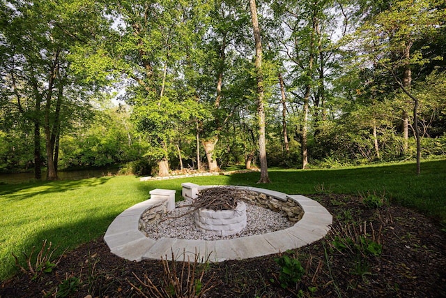 8159 Riverside Dr, Powell, OH 43065 - view of green lawn with a fire pit
