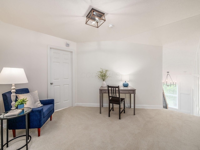 593 Summer Tree Loop, Marysville, OH 43040 - office with carpet flooring, baseboards, and a chandelier