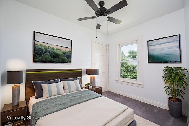 4469 Lancaster Ave, Columbus, OH 43207 - carpeted bedroom with baseboards and ceiling fan