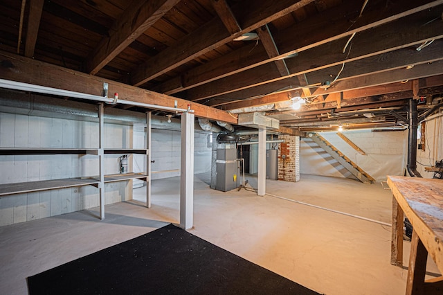 4469 Lancaster Ave, Columbus, OH 43207 - unfinished basement with heating unit and stairs