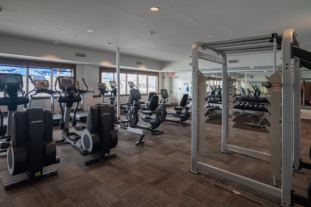 10641 Arrowwood Dr, Plain City, OH 43064 - exercise room with carpet floors and recessed lighting