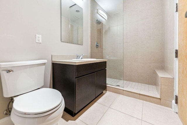 106 N High St Unit 303, Columbus, OH 43215 - full bathroom with toilet, walk in shower, vanity, and tile patterned flooring