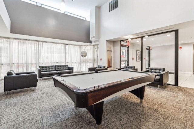 106 N High St Unit 303, Columbus, OH 43215 - playroom featuring a towering ceiling, billiards table, and carpet flooring