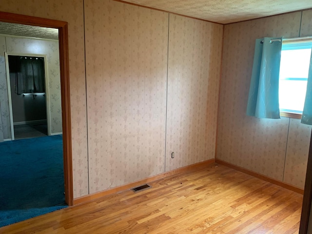 101 Gale Ct, Circleville, OH 43113 - spare room featuring light wood-style floors, ornamental molding, and a textured ceiling