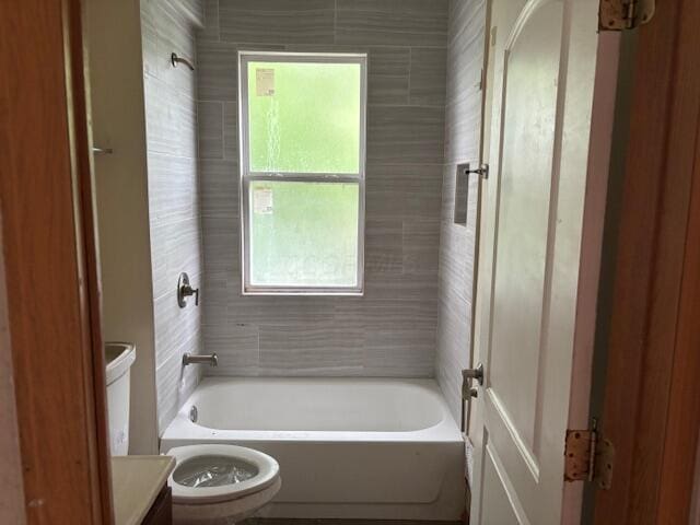 411 Berkeley Rd, Columbus, OH 43205 - bathroom featuring toilet, vanity, and  shower combination