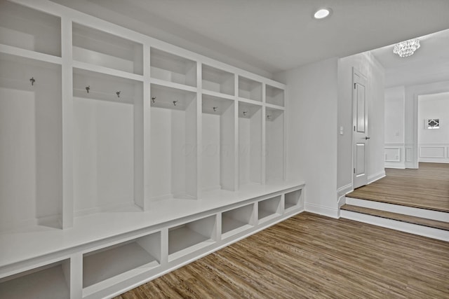 7578 Hastings St, Pickerington, OH 43147 - mudroom featuring wood finished floors, recessed lighting, and a chandelier