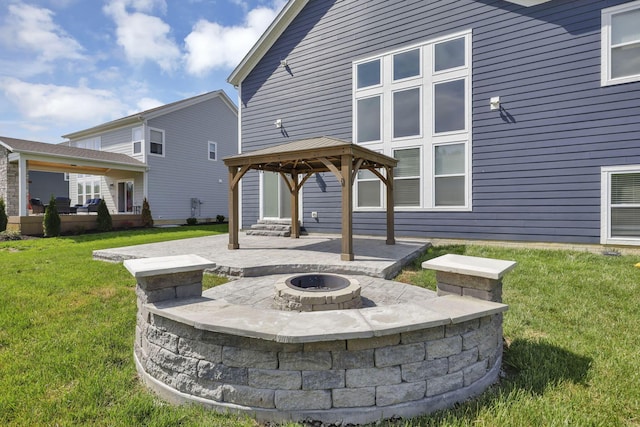 7578 Hastings St, Pickerington, OH 43147 - view of patio / terrace with a gazebo and an outdoor fire pit