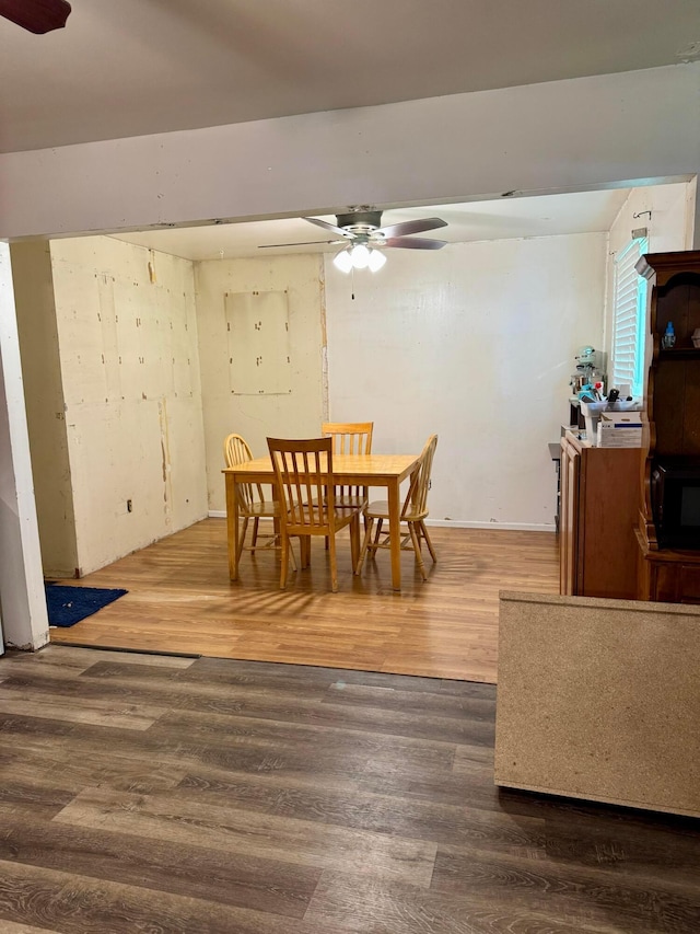 1150 Bermuda Dr, Marion, OH 43302 - dining space featuring a ceiling fan and wood finished floors