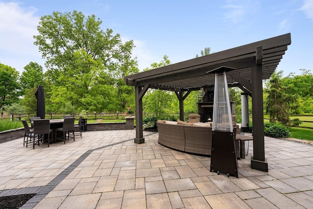 3624 Sparrow Ct, Hilliard, OH 43026 - view of patio / terrace featuring a pergola, outdoor dining area, and an outdoor living space with a fireplace