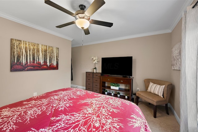 3624 Sparrow Ct, Hilliard, OH 43026 - carpeted bedroom featuring crown molding, baseboards, and a ceiling fan