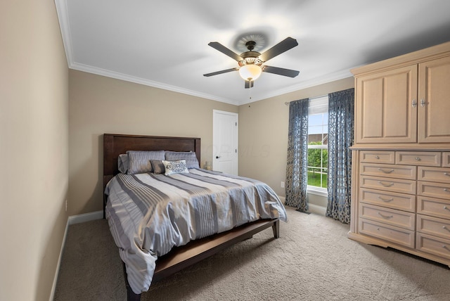 3624 Sparrow Ct, Hilliard, OH 43026 - bedroom with crown molding, light colored carpet, baseboards, and ceiling fan