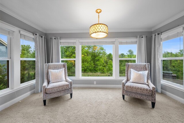 3624 Sparrow Ct, Hilliard, OH 43026 - sitting room featuring healthy amount of natural light, carpet flooring, and crown molding