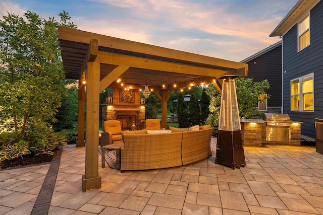 3624 Sparrow Ct, Hilliard, OH 43026 - view of patio featuring a gazebo and an outdoor living space with a fireplace