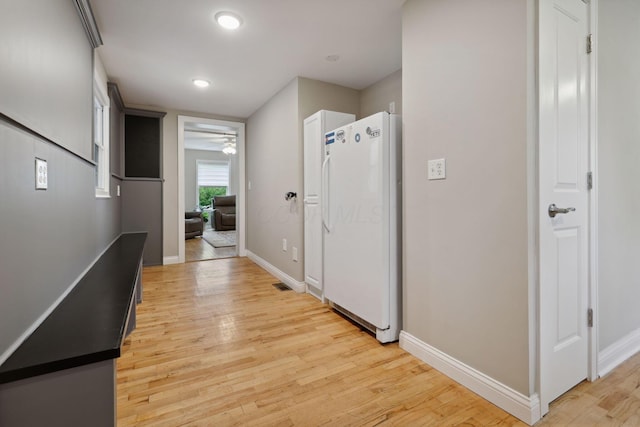 7700 State Route 61, Sunbury, OH 43074 - hall with light wood finished floors, baseboards, and recessed lighting