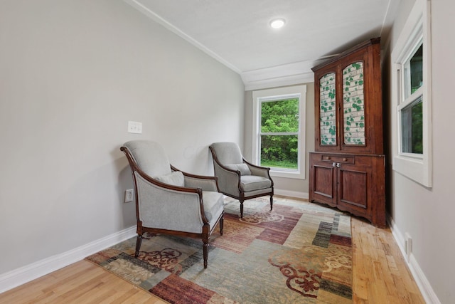 7700 State Route 61, Sunbury, OH 43074 - living area with light wood-style flooring, baseboards, and ornamental molding