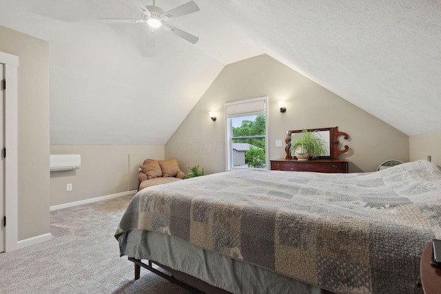 7700 State Route 61, Sunbury, OH 43074 - carpeted bedroom with lofted ceiling, a ceiling fan, and baseboards