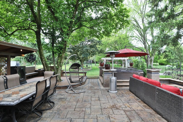 4359 Shire Cove Rd, Hilliard, OH 43026 - view of patio featuring outdoor lounge area, a hot tub, and outdoor dining space