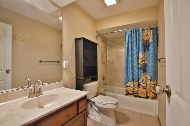 4359 Shire Cove Rd, Hilliard, OH 43026 - full bathroom with tile patterned floors, shower / bath combo with shower curtain, and vanity