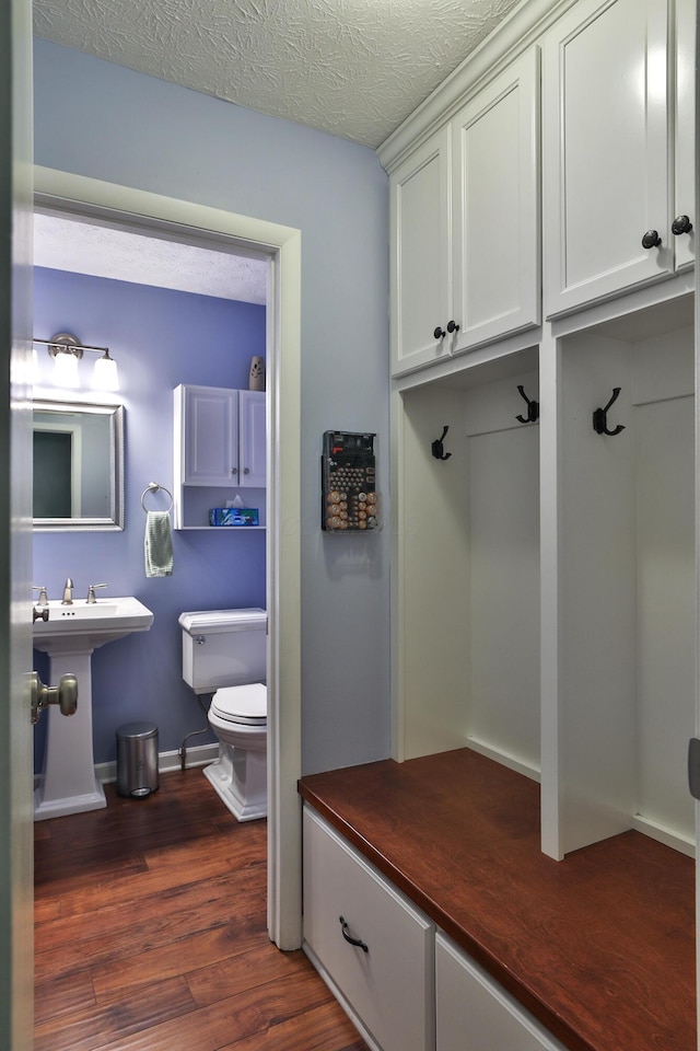 4359 Shire Cove Rd, Hilliard, OH 43026 - mudroom featuring dark wood-style floors and a textured ceiling