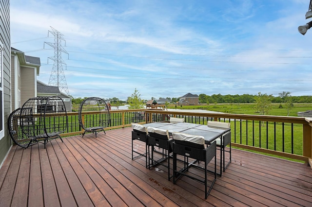 2733 Sycamore Trce, Hilliard, OH 43026 - wooden deck with outdoor dining space and a lawn