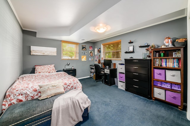2175 Ridgeview Rd, Upper Arlington, OH 43221 - bedroom with dark carpet and an office area