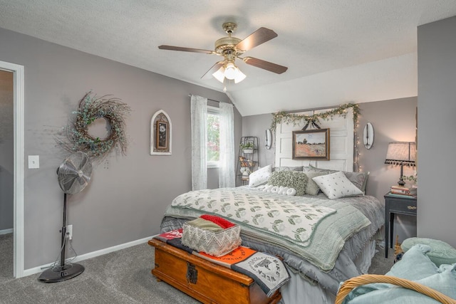 4561 Bent Creek Pl, Grove City, OH 43123 - bedroom featuring carpet flooring, lofted ceiling, baseboards, and ceiling fan