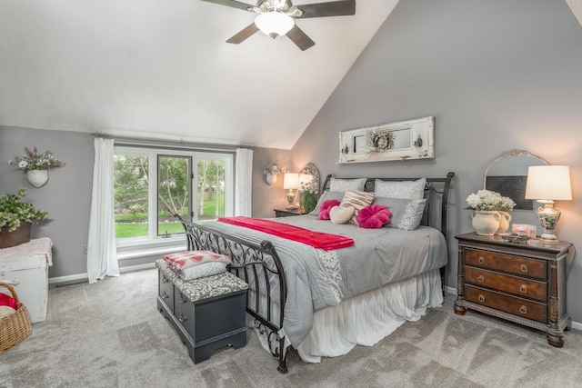 4561 Bent Creek Pl, Grove City, OH 43123 - bedroom featuring vaulted ceiling, carpet flooring, baseboards, and ceiling fan