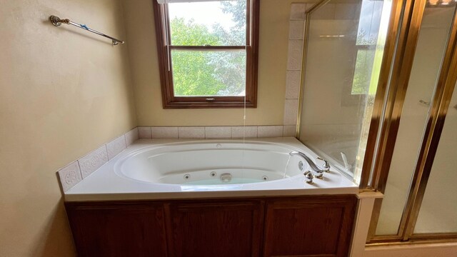 5459 Red Wynne Ln, Hilliard, OH 43026 - bathroom with a jetted tub and a stall shower