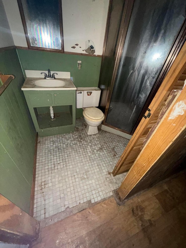527 N 15th St, Coshocton, OH 43812 - bathroom with toilet, a shower stall, and vanity