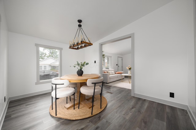 25 Vernon Ave, London, OH 43140 - dining space with dark wood finished floors, baseboards, and lofted ceiling