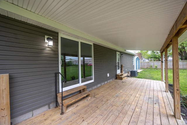 25 Vernon Ave, London, OH 43140 - wooden terrace featuring entry steps and central air condition unit