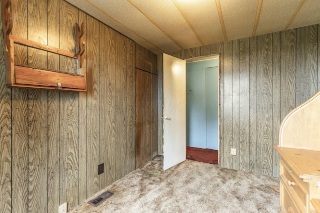 11095 High Point Rd, Thornville, OH 43076 - unfurnished bedroom featuring wooden walls and carpet floors