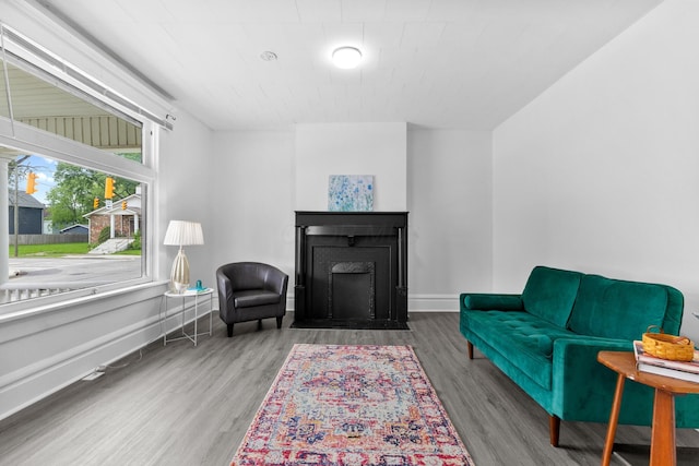 429 S Champion Ave, Columbus, OH 43205 - sitting room with wood finished floors, a fireplace with flush hearth, and baseboards