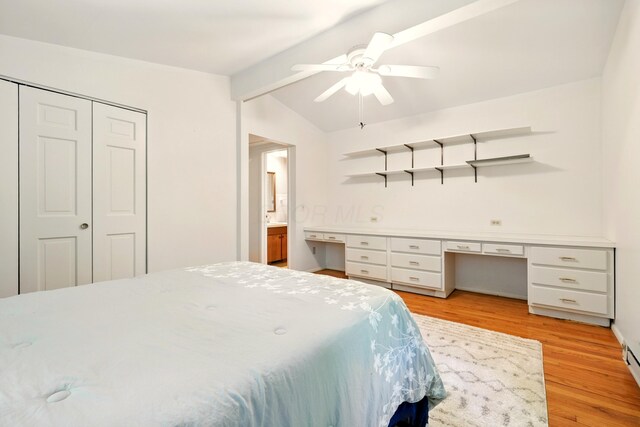 213 Kokosing Dr, Gambier, OH 43022 - bedroom featuring light wood-style floors, a ceiling fan, and a closet