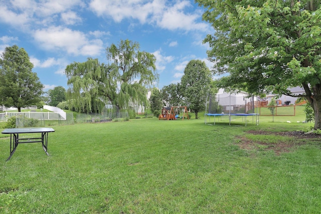 417 Bren Dr, Lancaster, OH 43130 - view of yard with a trampoline and a playground
