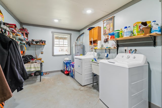 17994 Claypool Rd SE, Newark, OH 43056 - laundry area featuring washing machine and clothes dryer, recessed lighting, and baseboards