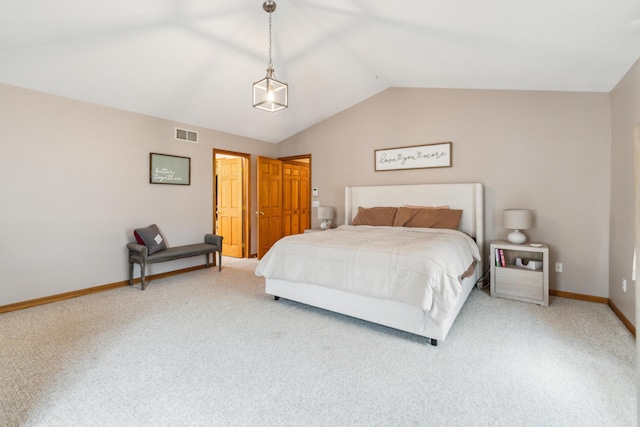 17994 Claypool Rd SE, Newark, OH 43056 - bedroom with lofted ceiling, light carpet, and baseboards