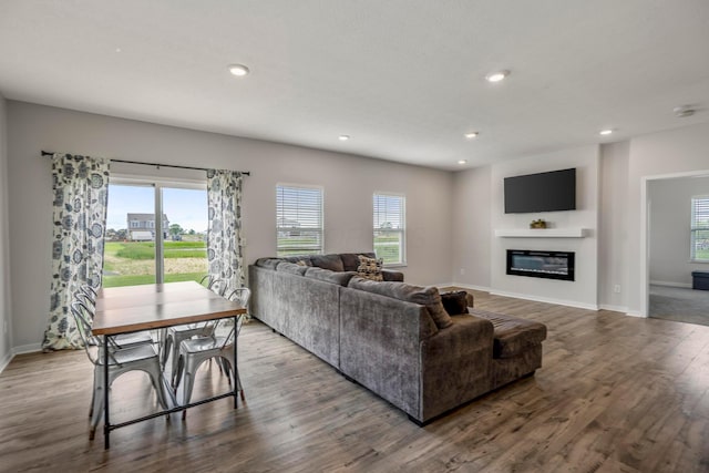 1002 Leslie Dr, Plain City, OH 43064 - living room featuring plenty of natural light, wood finished floors, recessed lighting, and baseboards