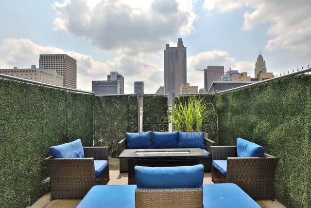 60 E Spring St Unit 327, Columbus, OH 43215 - view of patio / terrace with an outdoor living space and a city view