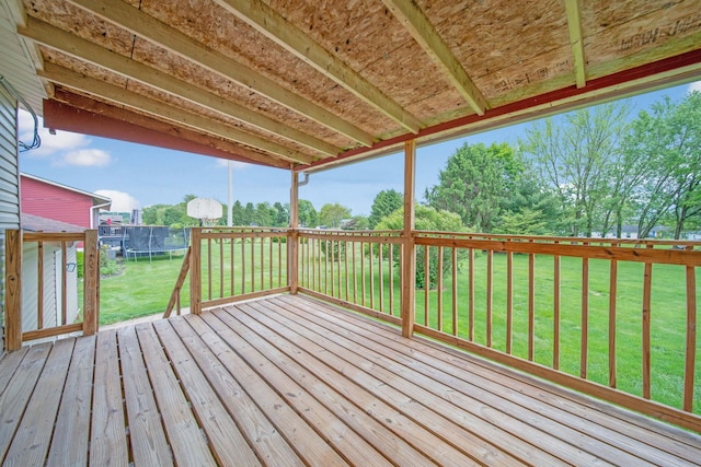 299 Sherwood Downs S, Newark, OH 43055 - wooden deck with a trampoline and a yard