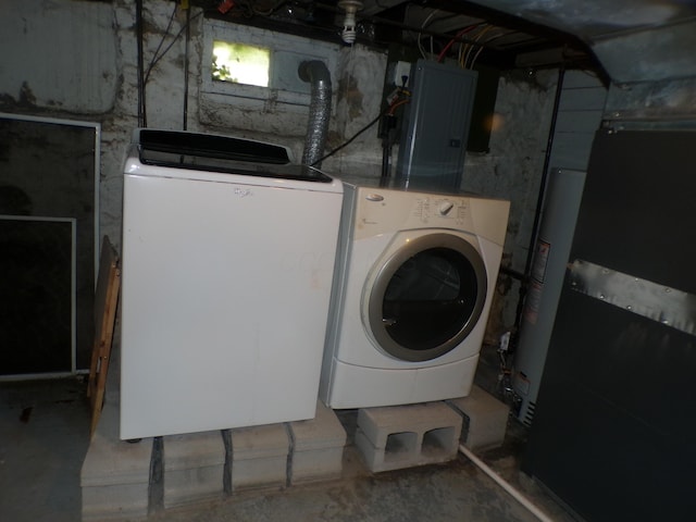 905-907 Beech St, Columbus, OH 43206 - laundry area with washing machine and dryer, electric panel, and water heater