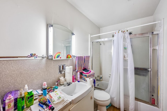 320 N 3rd St, Coshocton, OH 43812 - full bathroom with vanity, combined bath / shower with glass door, and toilet