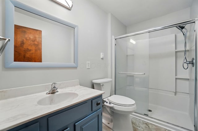 1244 N Broad St, Lancaster, OH 43130 - bathroom featuring vanity, a stall shower, and toilet